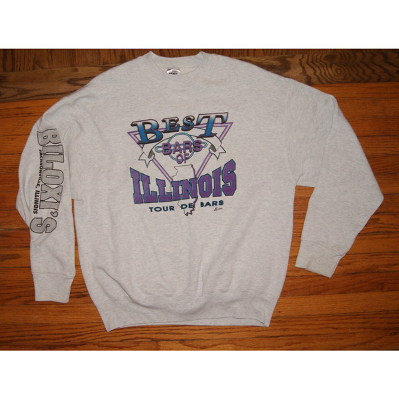 Vintage 1995 Best Of Bars Of ILLINOIS Tour Gray XL Sweatshirt Ultimate Road Trip - Picture 1 of 12